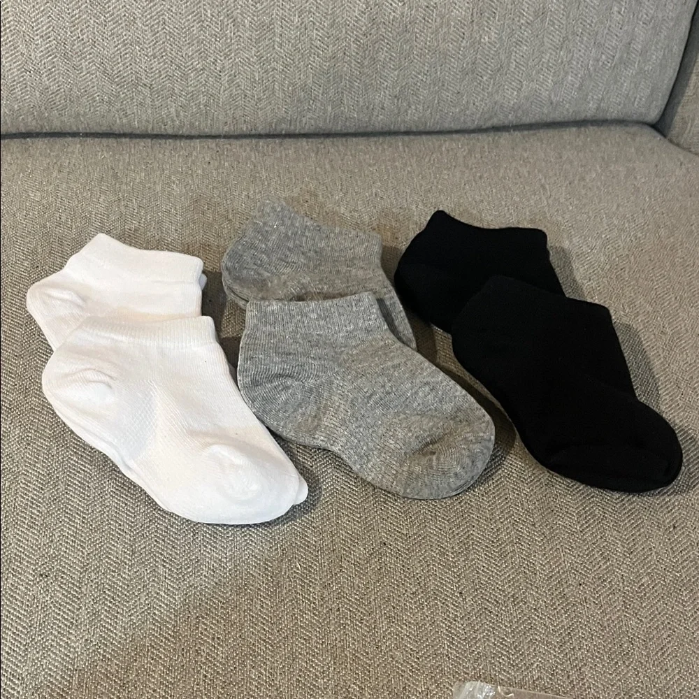 Boys/Girls Low Cut Cotton Socks Kids Ankle Socks - Black, Gray, and White